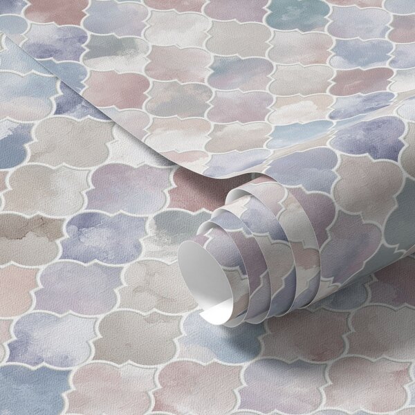 Tapet Mozaic în culori pastelate deschise, cu forme marocane delicate, Tapet abstract, a01039v1 : Uwalls.ro