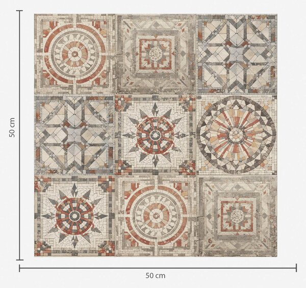 Tapet Medalioane vechi din mozaic de piatră cu detalii uzate, Tapet abstract, a01042 : Uwalls.ro