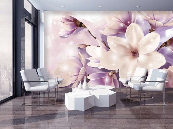 Fototapet floral cu accente violet - 3506 - Fototapet24