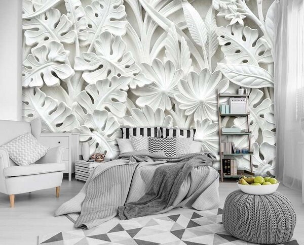 Fototapet 3D cu frunze de palmier Gypsum -10052 - Fototapet24