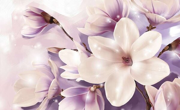 Fototapet floral cu accente violet - 3506 - Fototapet24