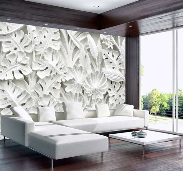 Fototapet 3D cu frunze de palmier Gypsum -10052 - Fototapet24