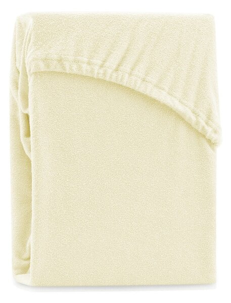 Cearșaf elastic pentru pat dublu AmeliaHome Ruby Siesta, 220-240 x 220 cm, galben deschis