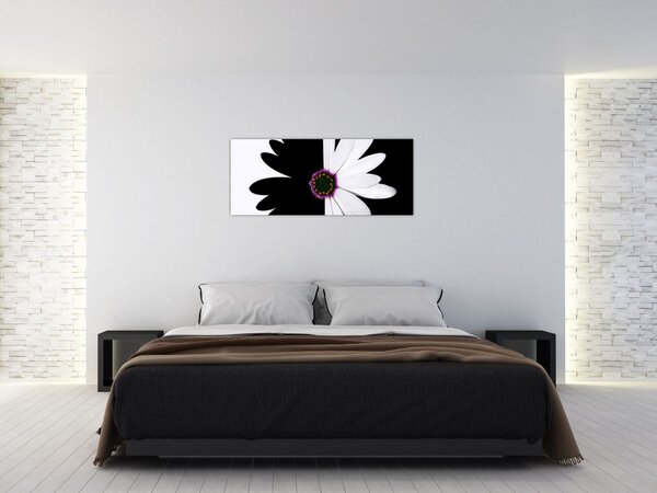 Tablou - Floare, alb- negru (120x50 cm)