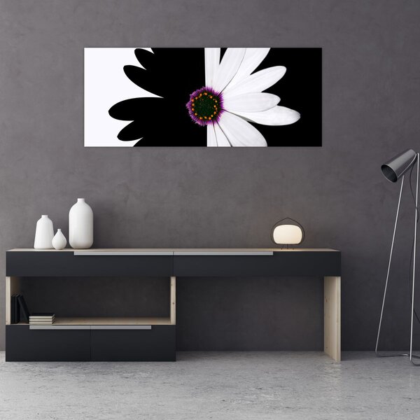 Tablou - Floare, alb- negru (120x50 cm)