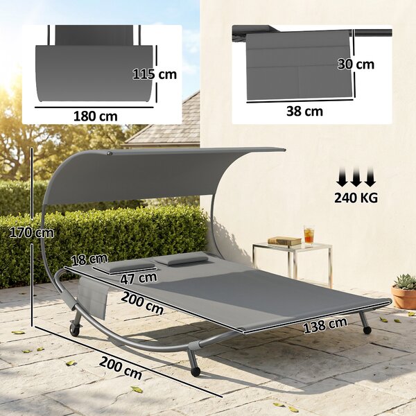 Outsunny plajă balcon parasolar dublu matrimonial | Aosom Romania