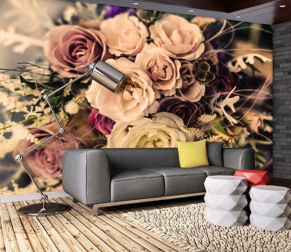 Fototapet fotografie ştearsă cu flori -12578 - Fototapet24