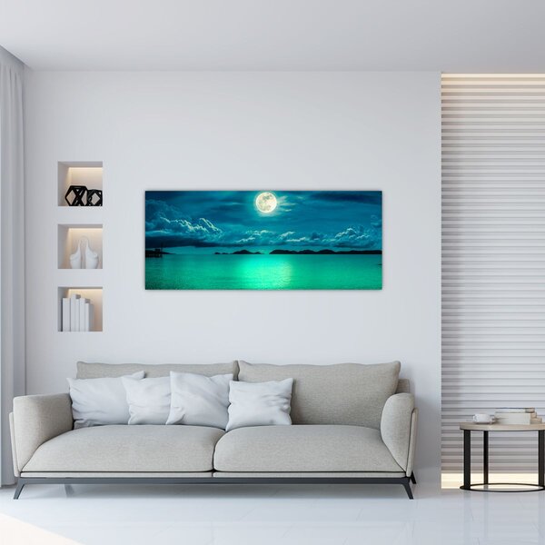 Tablou - Luna plină deasupra apei (120x50 cm)