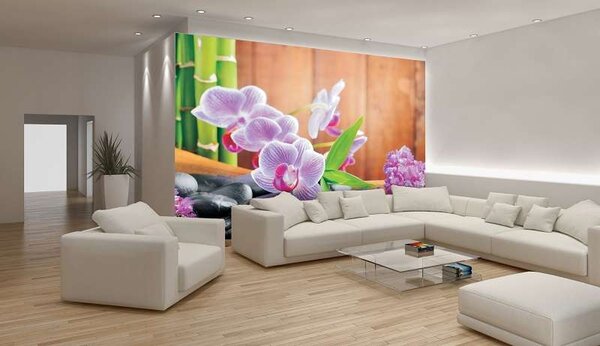 Tapet zen cu orhidee violet -115 - Fototapet24