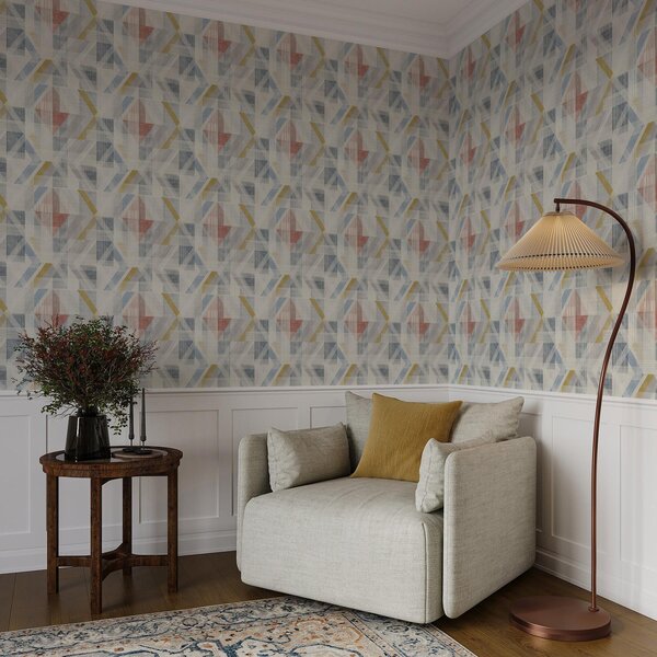 Tapet Design geometric cu un diamant roșu în centru, Tapet abstract, a01055 : Uwalls.ro