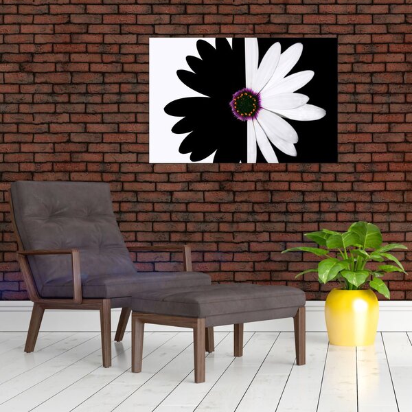 Tablou - Floare, alb- negru (90x60 cm)