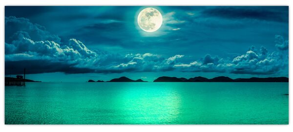 Tablou - Luna plină deasupra apei (120x50 cm)