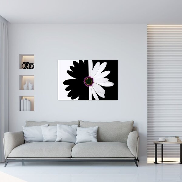 Tablou - Floare, alb- negru (90x60 cm)