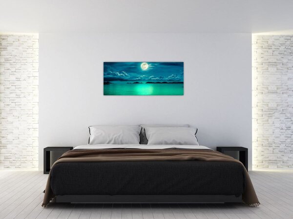 Tablou - Luna plină deasupra apei (120x50 cm)