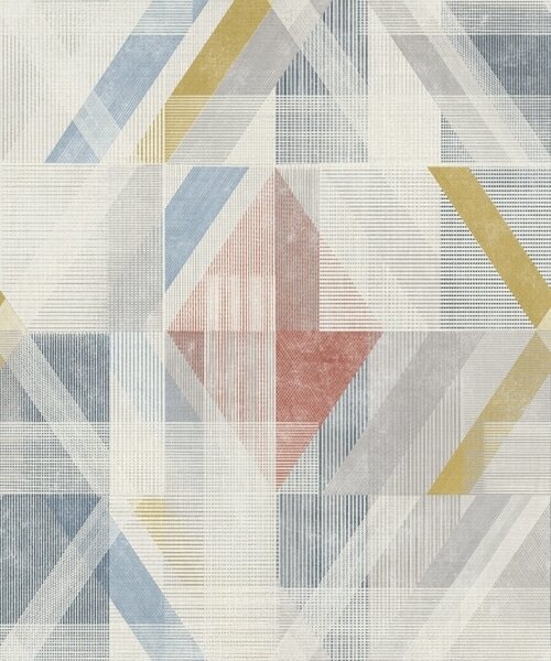 Tapet Design geometric cu un diamant roșu în centru, Tapet abstract, a01055 : Uwalls.ro