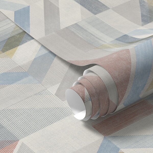 Tapet Săgeți geometrice în tonuri pastelate de roșu și albastru, Tapet abstract, a01056 : Uwalls.ro