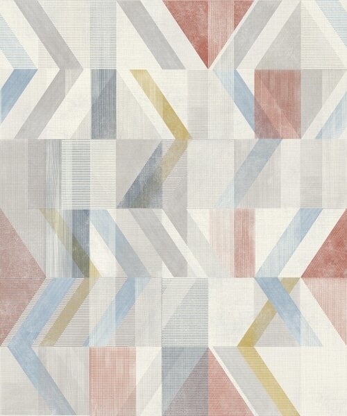 Tapet Săgeți geometrice în tonuri pastelate de roșu și albastru, Tapet abstract, a01056 : Uwalls.ro