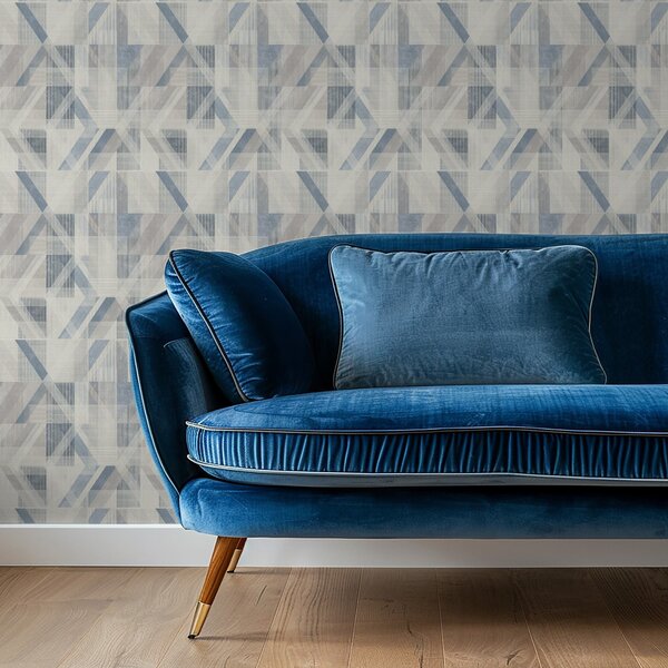 Tapet Design geometric în tonuri reci de albastru-gri, Tapet abstract, a01055v1 : Uwalls.ro