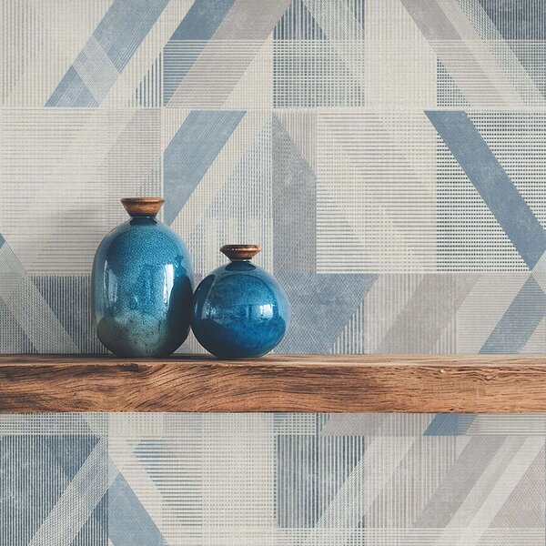 Tapet Design geometric în tonuri reci de albastru-gri, Tapet abstract, a01055v1 : Uwalls.ro