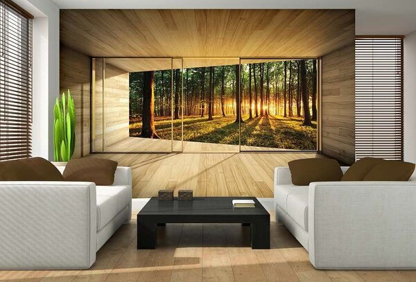 Fototapet 3D pădure văzută de pe terasă - 3307 - Fototapet24