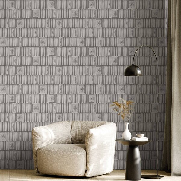 Tapet Panouri verticale în relief cu inserții grafice florale, Tapet abstract, a01058 : Uwalls.ro