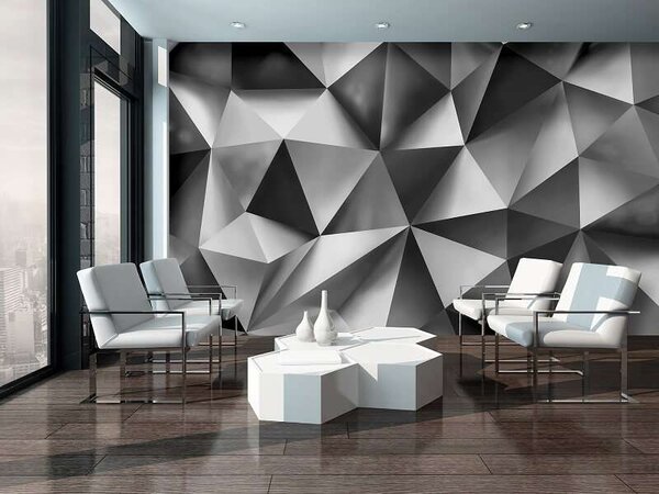 Tapet mural cu forme geometrice de culoare gri - 3477 - Fototapet24