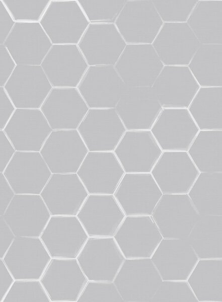 Tapet Hexagoane tridimensionale de culoare gri deschis, cu umbre delicate, Tapet abstract, a01059v1 : Uwalls.ro