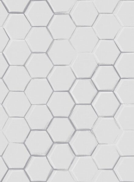 Tapet Hexagoane tridimensionale albe pe un fundal neted, Tapet abstract, a01059 : Uwalls.ro