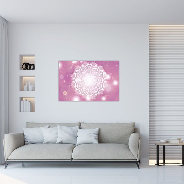 Tablou - Mandala pe fundal roz (90x60 cm)
