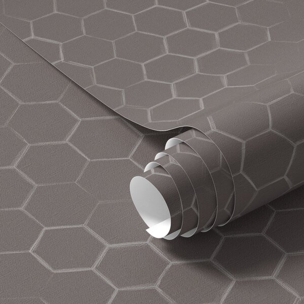 Tapet Model hexagonal dens în nuanțe delicate de gri, Tapet abstract, a01060v2 : Uwalls.ro