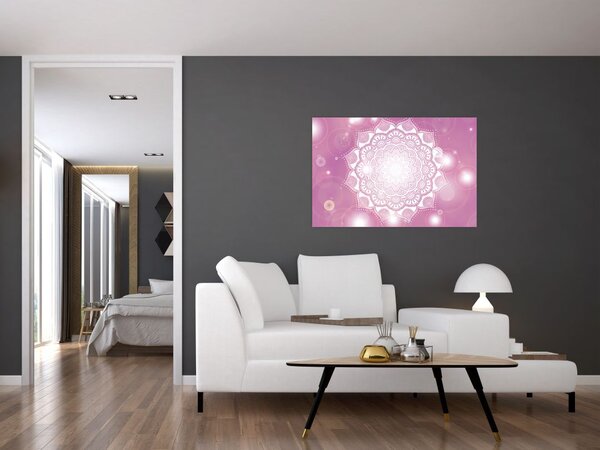 Tablou - Mandala pe fundal roz (90x60 cm)