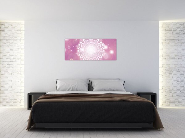 Tablou - Mandala pe fundal roz (120x50 cm)
