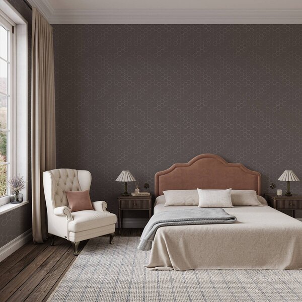 Tapet Model hexagonal dens în nuanțe delicate de gri, Tapet abstract, a01060v2 : Uwalls.ro