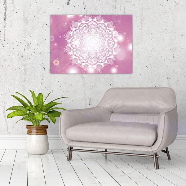Tablou - Mandala pe fundal roz (70x50 cm)