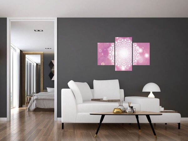 Tablou - Mandala pe fundal roz (90x60 cm)