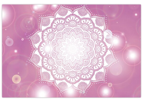 Tablou - Mandala pe fundal roz (90x60 cm)
