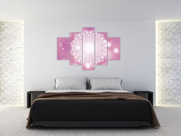Tablou - Mandala pe fundal roz (150x105 cm)