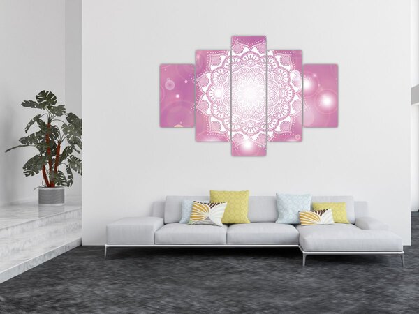 Tablou - Mandala pe fundal roz (150x105 cm)