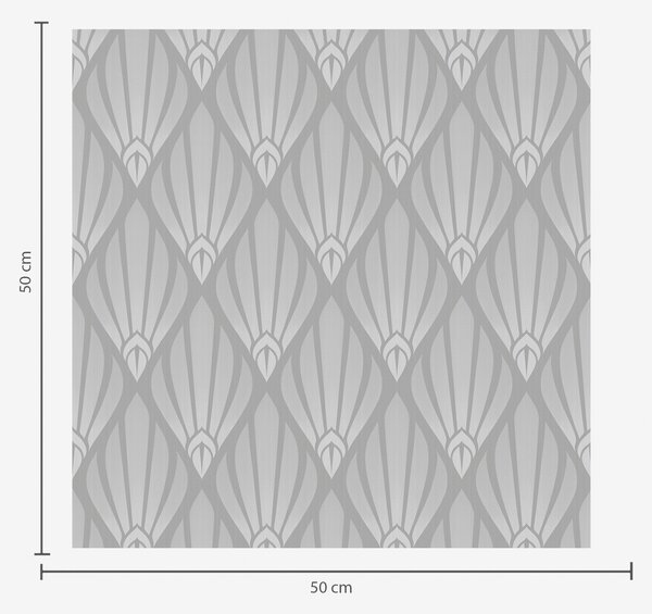 Tapet Art Deco gri cu forme în formă de evantai, Tapet abstract, a01064 : Uwalls.ro
