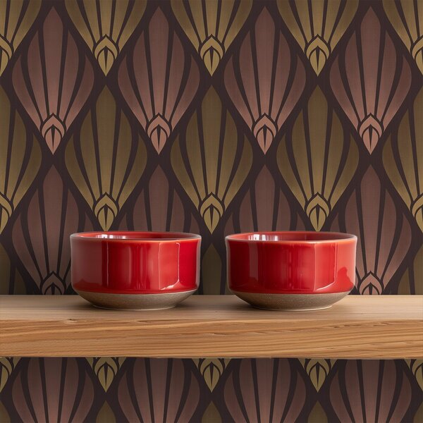 Tapet Art Deco bogat, cu nuanțe calde, Tapet abstract, a01064v2 : Uwalls.ro