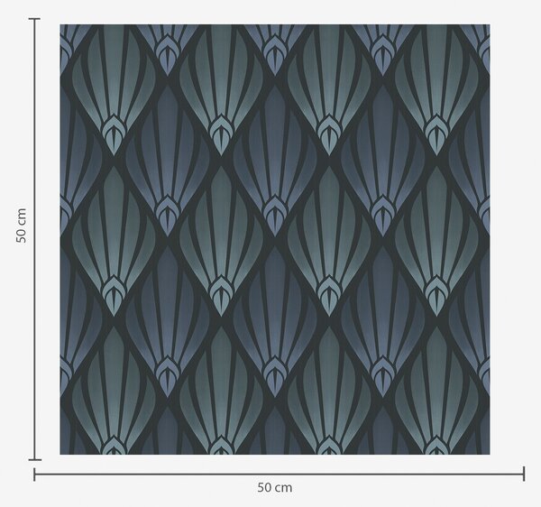 Tapet Art Deco albastru-gri rece, cu forme în formă de evantai, Tapet abstract, a01064v3 : Uwalls.ro