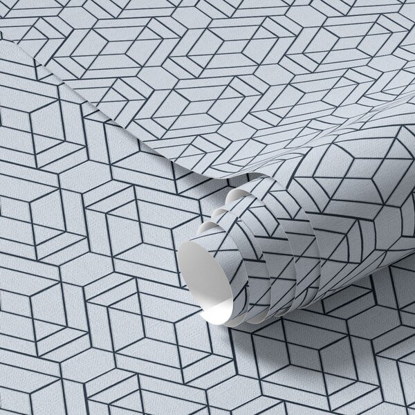 Tapet Model geometric albastru deschis cu cuburi, Tapet abstract, a01066 : Uwalls.ro