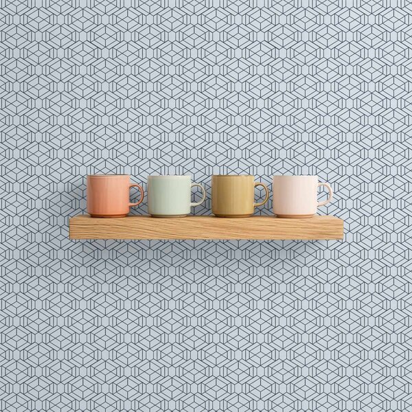 Tapet Model geometric albastru deschis cu cuburi, Tapet abstract, a01066 : Uwalls.ro