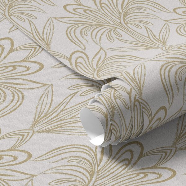 Tapet Ornament Art Deco ușor, cu plante stilizate, Tapet abstract, a01065v1 : Uwalls.ro