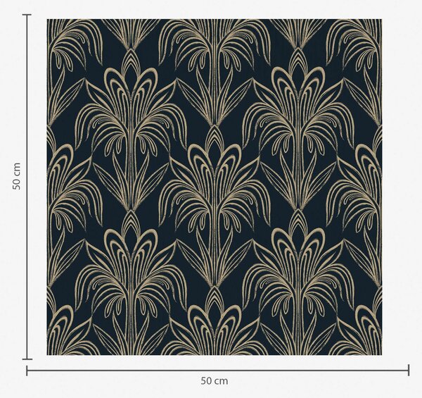 Tapet Ornament Art Deco în culori închise, cu plante stilizate, Tapet abstract, a01065 : Uwalls.ro