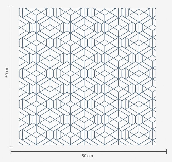 Tapet Fundal alb cu cuburi geometrice tridimensionale albastre, Tapet abstract, a01067 : Uwalls.ro