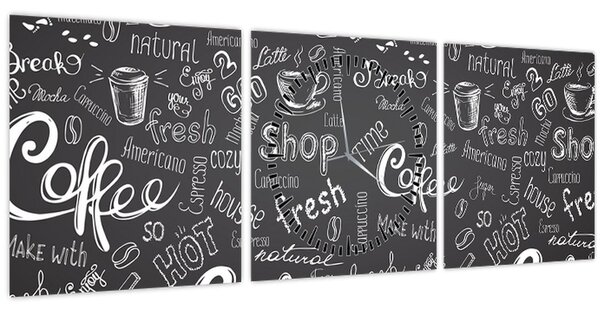 Tablou - Coffee (cu ceas) (90x30 cm)