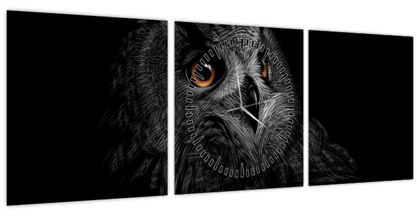 Tablou - Bufniță, ilustrație (cu ceas) (90x30 cm)