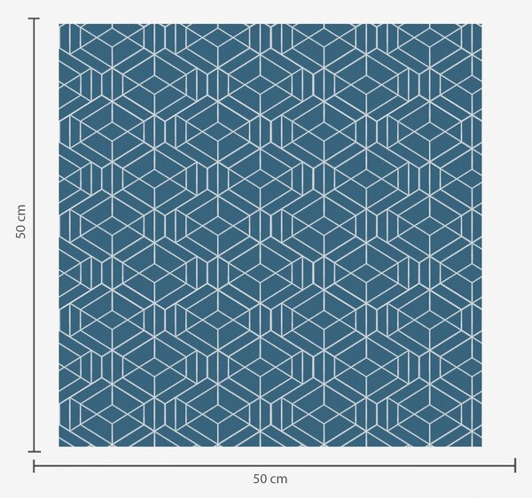 Tapet Fundal albastru cu cuburi liniare albe dispuse într-o grilă, Tapet abstract, a01067v1 : Uwalls.ro