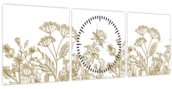 Tablou - Flori de câmp (cu ceas) (90x30 cm)